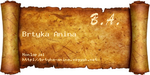 Brtyka Anina névjegykártya